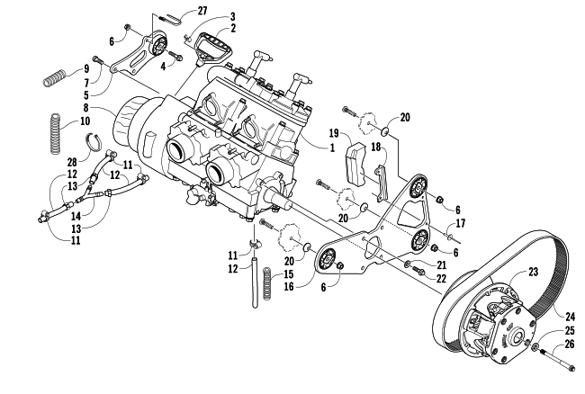 Parts Diagram for Arctic Cat 2007 CROSSFIRE 500 EFI SNOWMOBILE ENGINE AND RELATED PARTS