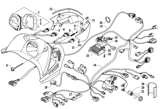 Parts Diagram for Arctic Cat 2007 M8 EFI 162 SNOWMOBILE HEADLIGHT, INSTRUMENTS, AND WIRING ASSEMBLIES