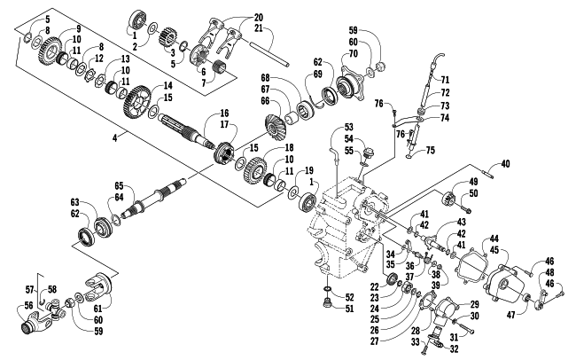 Parts Diagram for Arctic Cat 2008 700 AUTOMATIC TRANSMISSION 4X4 DIESEL ATV TRANSMISSION LEFT-SIDE ASSEMBLY