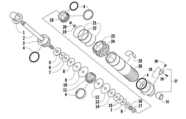 Parts Diagram for Arctic Cat 2008 F6 EFI SNO PRO SNOWMOBILE REAR SUSPENSION FRONT ARM SHOCK ABSORBER