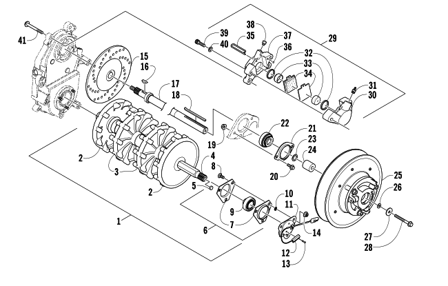 Parts Diagram for Arctic Cat 2007 T660 TURBO TOURING SNOWMOBILE DRIVE TRAIN SHAFT AND BRAKE ASSEMBLIES