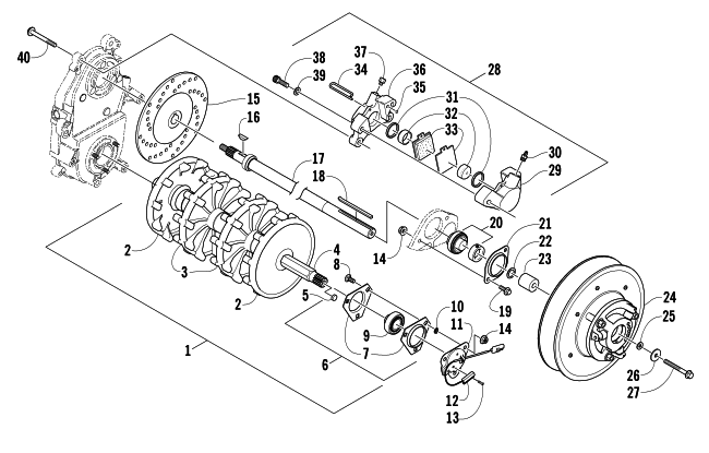 Parts Diagram for Arctic Cat 2006 T660 TURBO TOURING SNOWMOBILE DRIVE TRAIN SHAFTS AND BRAKE ASSEMBLIES