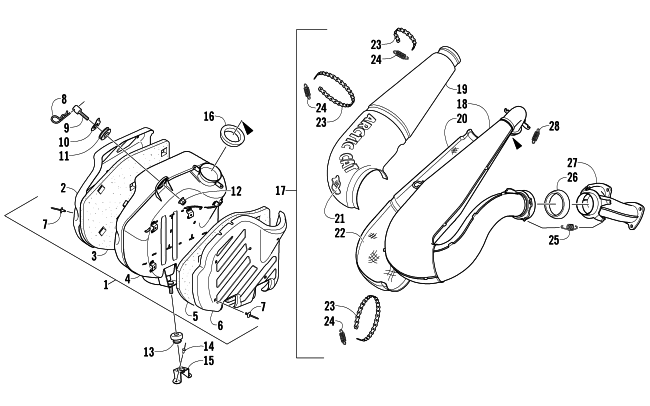 Parts Diagram for Arctic Cat 2007 F5 EFI SNOWMOBILE EXHAUST ASSEMBLY