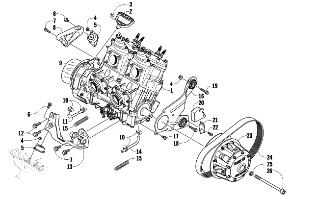 Parts Diagram for Arctic Cat 2007 F1000 EFI SNO PRO SNOWMOBILE ENGINE AND RELATED PARTS