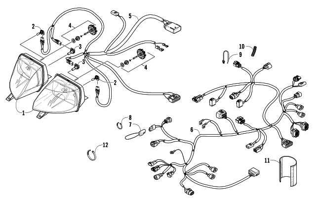 Parts Diagram for Arctic Cat 2007 F1000 EFI SNOWMOBILE HEADLIGHT AND WIRING ASSEMBLIES