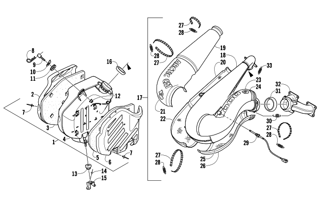 Parts Diagram for Arctic Cat 2007 F1000 EFI SNOWMOBILE EXHAUST ASSEMBLY
