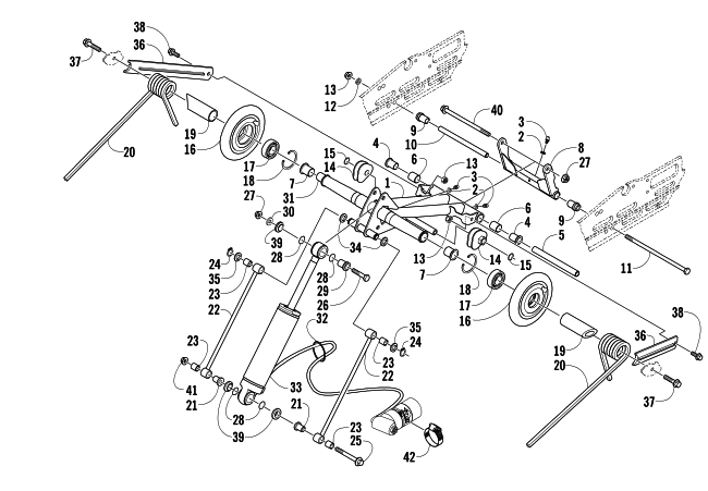 Parts Diagram for Arctic Cat 2007 AC 600 MODIFIED SNO PRO SNOWMOBILE REAR SUSPENSION REAR ARM ASSEMBLY