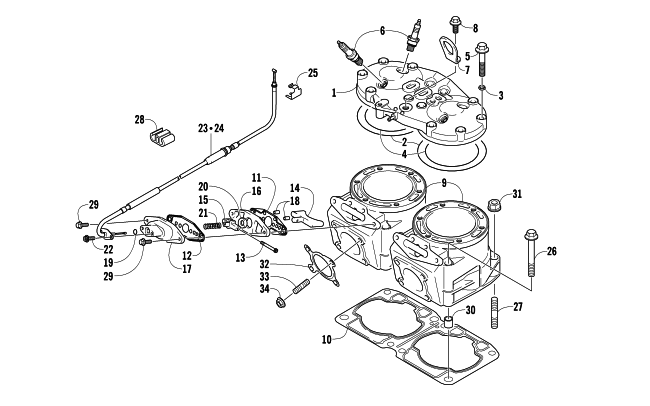 Parts Diagram for Arctic Cat 2007 F8 EFI LXR SNOWMOBILE CYLINDER AND HEAD ASSEMBLY