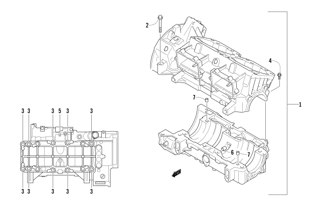 Parts Diagram for Arctic Cat 2008 CROSSFIRE 800 EFI SNOWMOBILE CRANKCASE ASSEMBLY