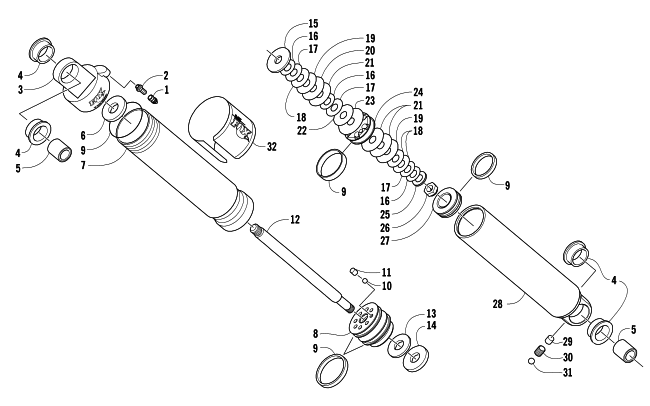 Parts Diagram for Arctic Cat 2008 M8 EFI 153 SNO PRO LIMITED EDITION SNOWMOBILE FRONT SUSPENSION SHOCK ABSORBER