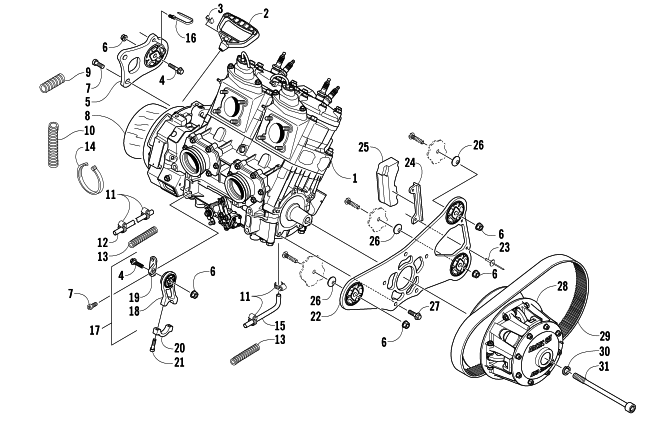 Parts Diagram for Arctic Cat 2007 M1000 EFI 162 SNO PRO SNOWMOBILE ENGINE AND RELATED PARTS