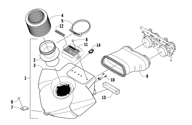 Parts Diagram for Arctic Cat 2007 CROSSFIRE 600 EFI SNOWMOBILE AIR SILENCER ASSEMBLY