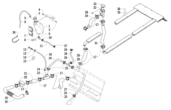 Parts Diagram for Arctic Cat 2008 BEARCAT WIDE TRACK SNOWMOBILE COOLING ASSEMBLY