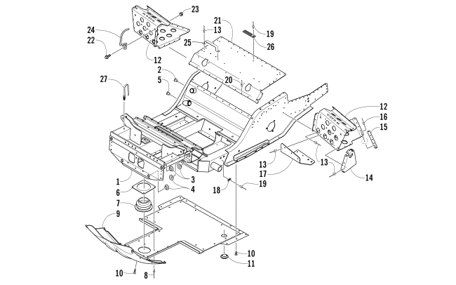 Parts Diagram for Arctic Cat 2008 BEARCAT WIDE TRACK SNOWMOBILE FRONT FRAME AND FOOTREST ASSEMBLY