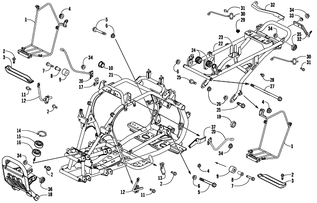 Parts Diagram for Arctic Cat 2007 250 DVX ATV FRAME AND RELATED PARTS ASSEMBLY