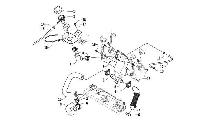Parts Diagram for Arctic Cat 2007 F8 EFI SNO PRO LIMITED EDITION SNOWMOBILE COOLING ASSEMBLY