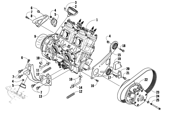 Parts Diagram for Arctic Cat 2007 F8 EFI SNO PRO SNOWMOBILE ENGINE AND RELATED PARTS
