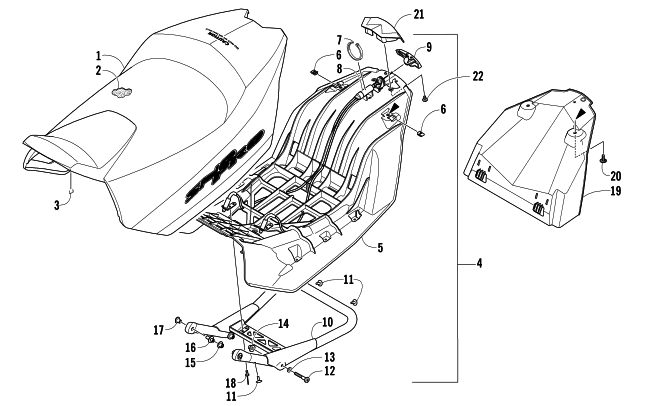 Parts Diagram for Arctic Cat 2007 F8 EFI SNO PRO LIMITED EDITION SNOWMOBILE SEAT ASSEMBLY