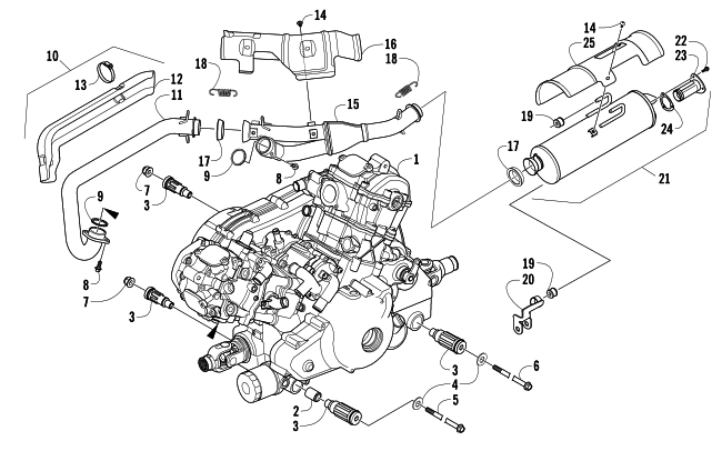 Parts Diagram for Arctic Cat 2008 THUNDERCAT AUTOMATIC TRANSMISSION 4X4 ATV ENGINE AND EXHAUST