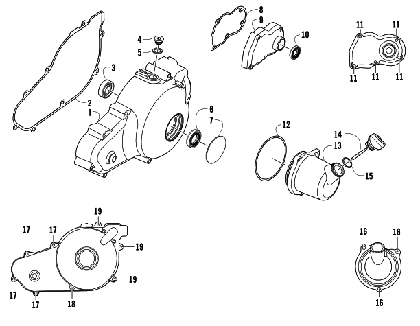 Parts Diagram for Arctic Cat 2008 THUNDERCAT AUTOMATIC TRANSMISSION 4X4 ATV MAGNETO SIDE ENGINE COVERS