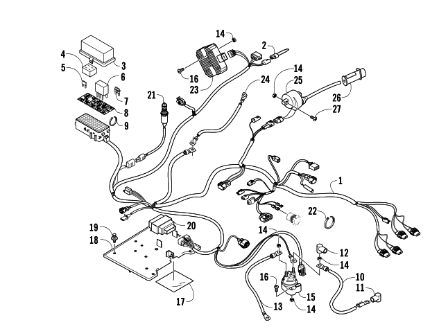 Parts Diagram for Arctic Cat 2008 650 H1 AUTOMATIC TRANSMISSION 4X4 FIS ATV WIRING HARNESS ASSEMBLY