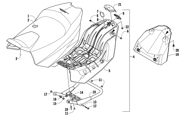 Parts Diagram for Arctic Cat 2008 F5 EFI LXR SNOWMOBILE SEAT ASSEMBLY
