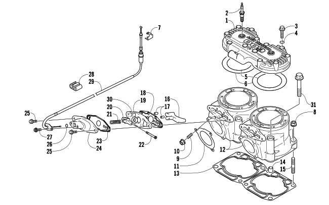 Parts Diagram for Arctic Cat 2008 F6 EFI SNO PRO SNOWMOBILE CYLINDER AND HEAD ASSEMBLY
