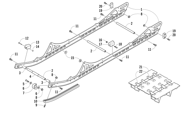 Parts Diagram for Arctic Cat 2008 M1000 EFI 153 SNO PRO SNOWMOBILE SLIDE RAILS AND TRACK ASSEMBLY