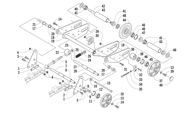 Parts Diagram for Arctic Cat 2008 BEARCAT WIDE TRACK SNOWMOBILE ARTICULATING SKID FRAME ASSEMBLY