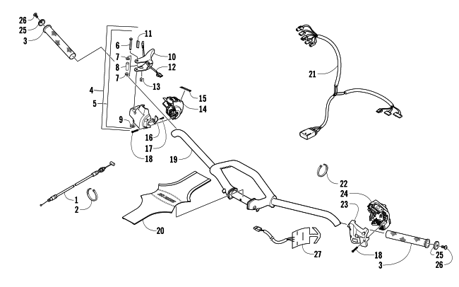 Parts Diagram for Arctic Cat 2008 CROSSFIRE 1000 EFI SNO PRO SNOWMOBILE HANDLEBAR AND CONTROLS