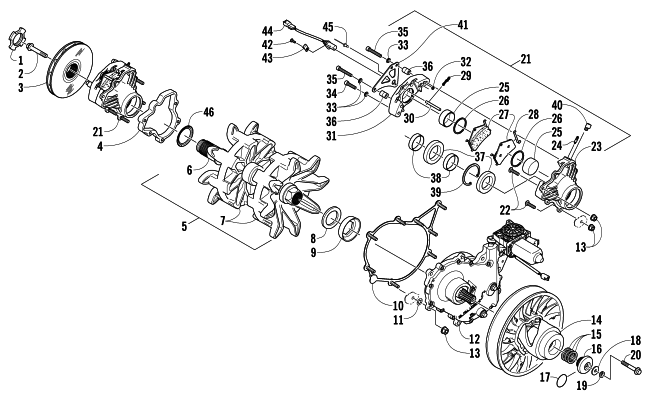 Parts Diagram for Arctic Cat 2008 M8 EFI 153 SNO PRO LIMITED EDITION SNOWMOBILE DRIVE TRAIN SHAFT AND BRAKE ASSEMBLIES