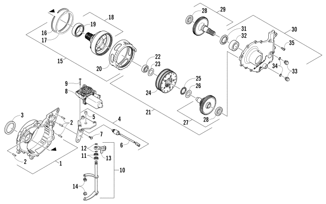 Parts Diagram for Arctic Cat 2008 CROSSFIRE 1000 EFI SNO PRO SNOWMOBILE GEARCASE ASSEMBLY