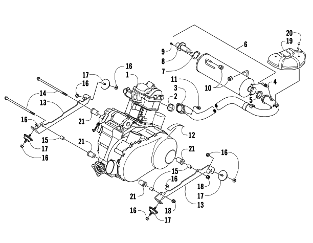 Parts Diagram for Arctic Cat 2008 PROWLER XT 650 H1 AUTOMATIC 4X4 ATV ENGINE AND EXHAUST