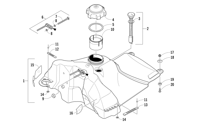 Parts Diagram for Arctic Cat 2008 M1000 EFI 153 SNOWMOBILE GAS TANK ASSEMBLY