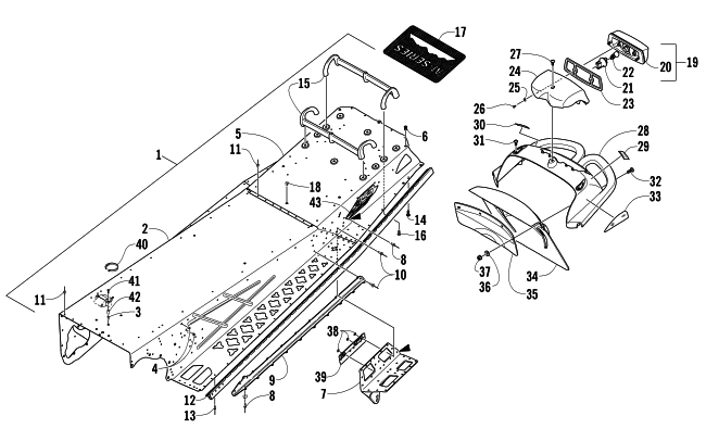 Parts Diagram for Arctic Cat 2008 M6 EFI 153 SNOWMOBILE TUNNEL, REAR BUMPER, AND TAILLIGHT ASSEMBLY