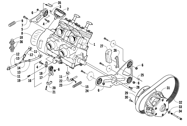 Parts Diagram for Arctic Cat 2009 CF6 EFI SNOWMOBILE ENGINE AND RELATED PARTS