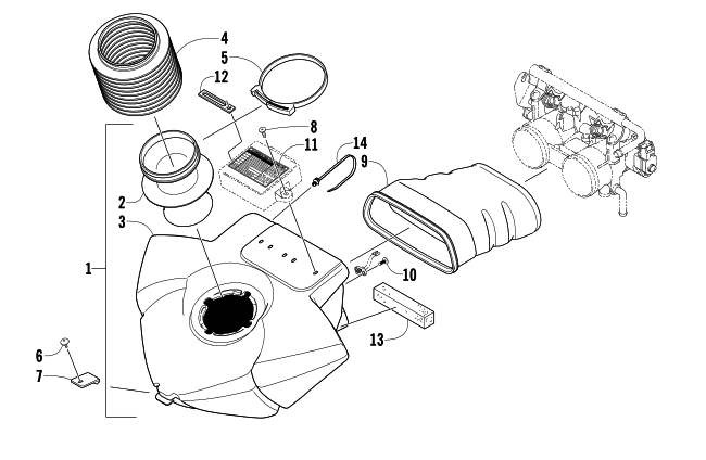 Parts Diagram for Arctic Cat 2008 CROSSFIRE 500 EFI SNOWMOBILE AIR SILENCER ASSEMBLY