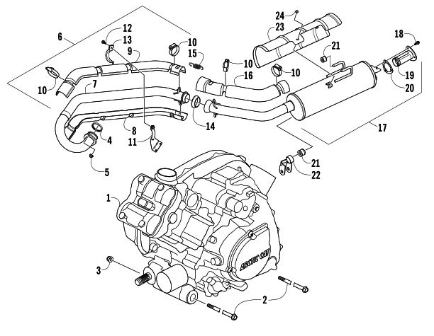 Parts Diagram for Arctic Cat 2008 700 EFI AUTOMATIC TRANSMISSION 4X4 FIS ATV ENGINE AND EXHAUST