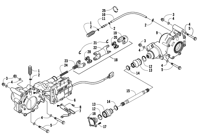 Parts Diagram for Arctic Cat 2008 700 EFI AUTOMATIC TRANSMISSION 4X4 TRV CRUISER ATV DRIVE TRAIN ASSEMBLY