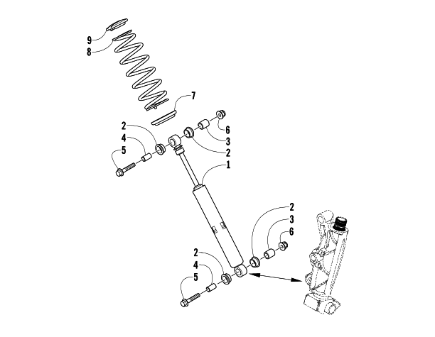 Parts Diagram for Arctic Cat 2012 TZ1 SNOWMOBILE FRONT SUSPENSION SHOCK ABSORBER ASSEMBLY