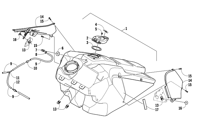 Parts Diagram for Arctic Cat 2008 F5 EFI LXR SNOWMOBILE GAS TANK ASSEMBLY