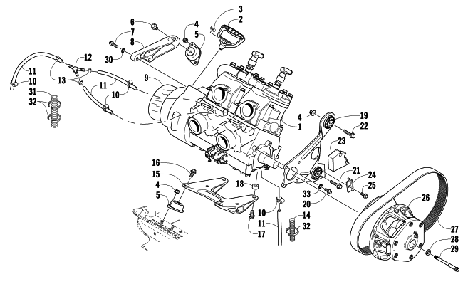 Parts Diagram for Arctic Cat 2008 T500 SNOWMOBILE ENGINE AND RELATED PARTS