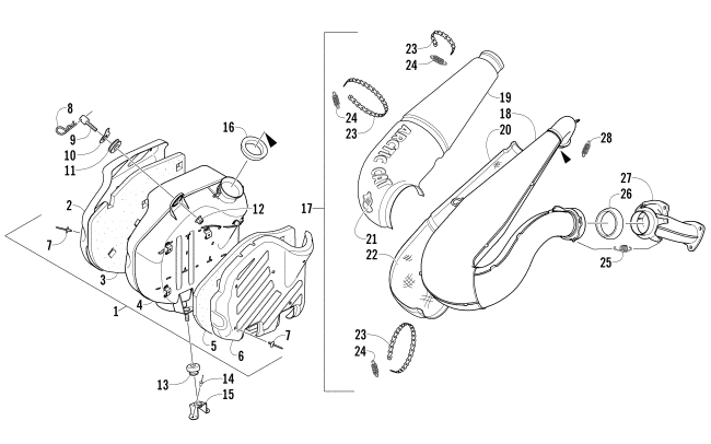 Parts Diagram for Arctic Cat 2008 F5 EFI LXR SNOWMOBILE EXHAUST ASSEMBLY