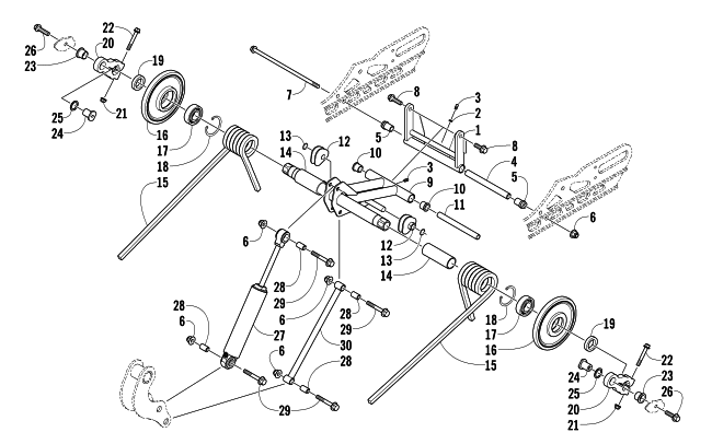 Parts Diagram for Arctic Cat 2008 F6 EFI SNOWMOBILE REAR SUSPENSION REAR ARM ASSEMBLY