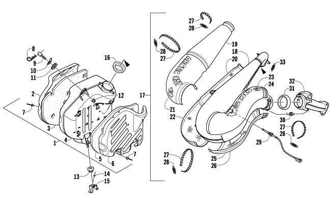 Parts Diagram for Arctic Cat 2008 F6 EFI SNOWMOBILE EXHAUST ASSEMBLY