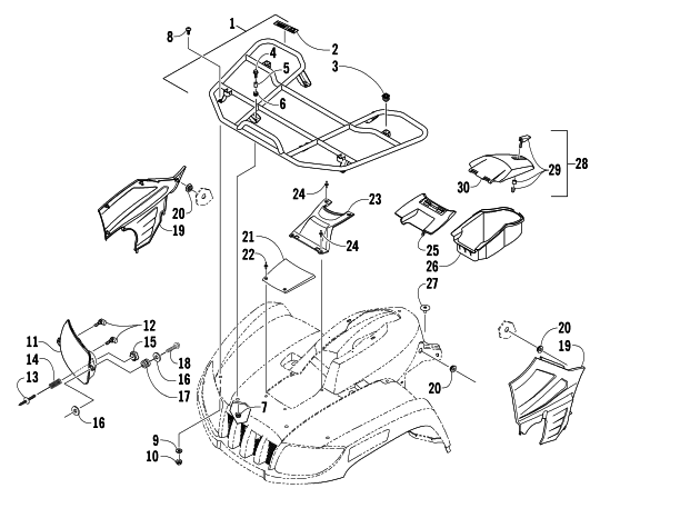 Parts Diagram for Arctic Cat 2008 500 AUTOMATIC TRANSMISSION 4X4 FIS ATV FRONT RACK AND HEADLIGHT ASSEMBLIES