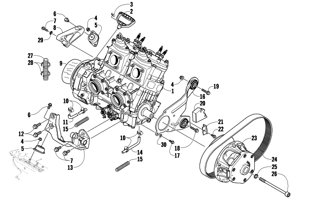 Parts Diagram for Arctic Cat 2008 F1000 EFI SNO PRO SNOWMOBILE ENGINE AND RELATED PARTS