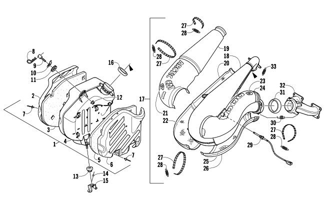 Parts Diagram for Arctic Cat 2008 F1000 EFI LXR SNOWMOBILE EXHAUST ASSEMBLY