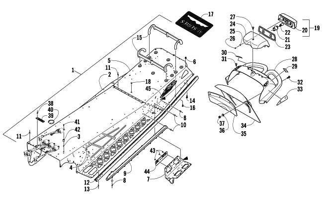Parts Diagram for Arctic Cat 2008 M1000 EFI 162 SNOWMOBILE TUNNEL, REAR BUMPER, AND TAILLIGHT ASSEMBLY