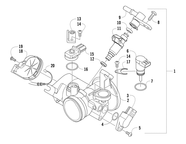 Parts Diagram for Arctic Cat 2013 550 ATV THROTTLE BODY ASSEMBLY